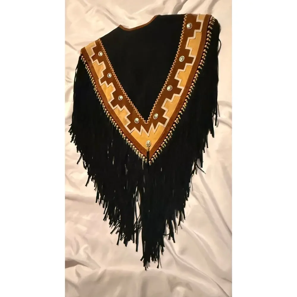 Cripple Creek Vintage Western Style Long Fringed Shawl/vest